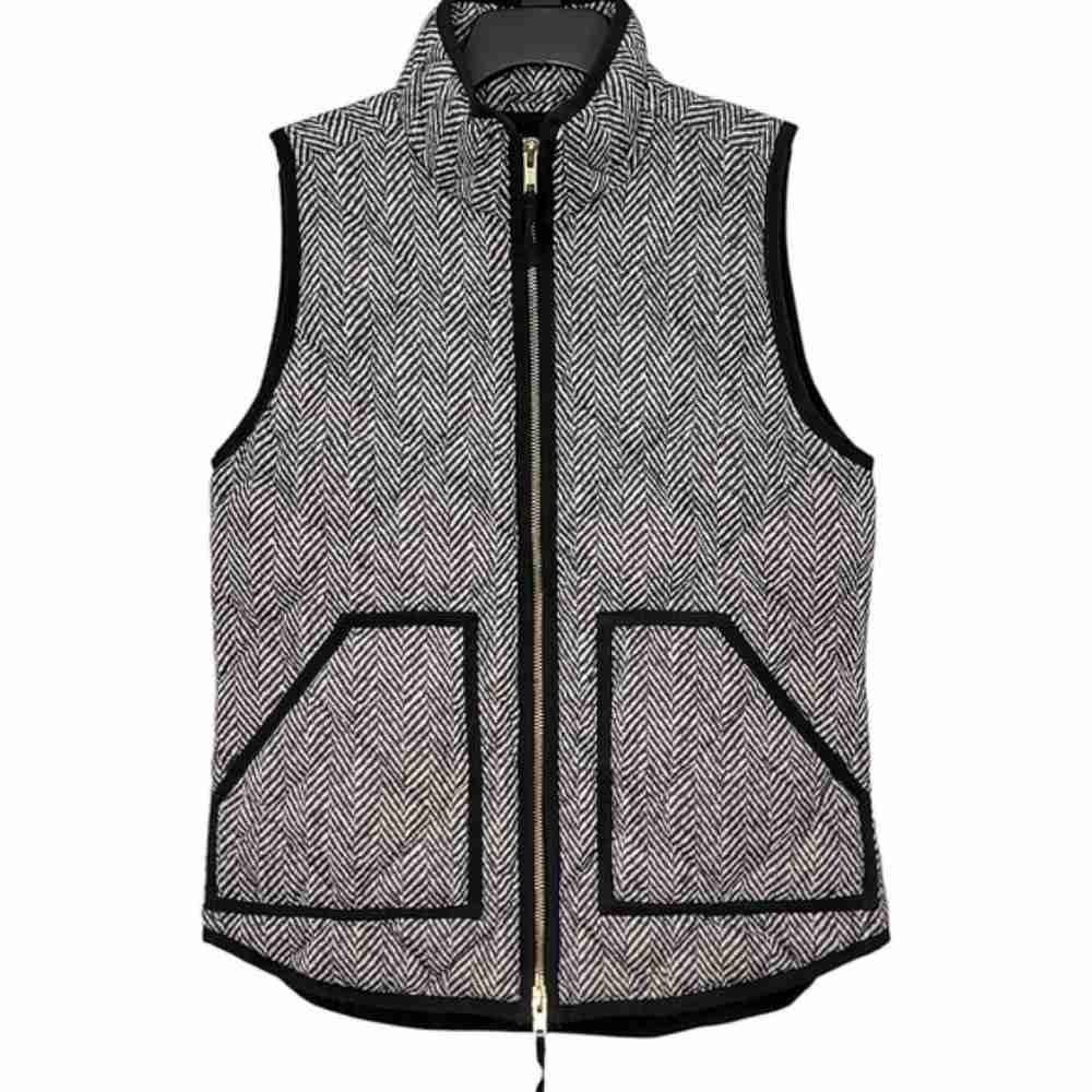 Men's Black and White Herringbone Vest